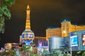 Las Vegas Skyline and Paris Hotel & Casino Illuminated