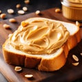 Classic Peanut Butter Spread On Toast With Crunchy Peanuts