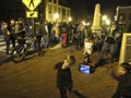 People Enjoying the Georgetown Street Music During Christmas