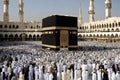 A mesmerizing scene captures pilgrims from around the world congregating near the Kaaba, the holiest site in Islam, in the heart o