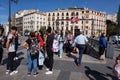 Busy Metro Stop in Madrid Spain