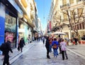 Photo of people walking in Ermou pedestrian street in Athens, Greece. Royalty Free Stock Photo