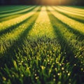 Perfectly striped freshly mowed garden lawn in summer Royalty Free Stock Photo