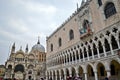 Venice, Doge palace and the cathedral in St. Mark`s square Royalty Free Stock Photo