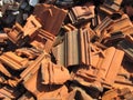 Photo of pile of broken bricks and roof tiles