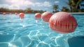 Pink Pool Floats in Summer Water