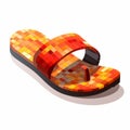 Realistic Pixel Sandal Vector Illustration With Mosaic-inspired Colors