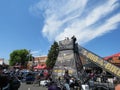 Photo platform in Downtown Sturgis, SD, during the 77th annual Motorcycle Rally