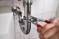 Plumber Fitting Sink Pipe Royalty Free Stock Photo