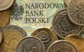 Photo of the Polish zloty banknote and one, two and five Polish zlotys Royalty Free Stock Photo