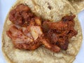 Pork Taco With Red Sauce and Onion Royalty Free Stock Photo
