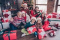 Photo portrait big family senior little generations celebrate xmas holidays together keeping presents happy