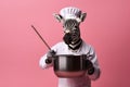 Photo portrait of happy cute zebra dressed as chef , concept of Animal Mimicry, created with Generative AI technology