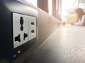 Photo of a power socket in a coffee shop