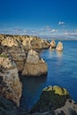 Photo of praia da marinha in Faro Portugal, at the sunset time.