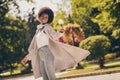 Photo of pretty afro american lady enjoy summer town center forest park vacation wear casual style clothes