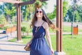 Photo of pretty trendy dream dreamy attractive girlish feminine nice laughing funky funny lady wearing dotted retro vintage outfit