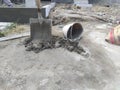 photo of the process of mixing cement with sand for building materials when laying bricks