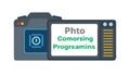 Photo Processing Camera: Phto Comorsing Progrsamins Software, vector design Generative AI Royalty Free Stock Photo
