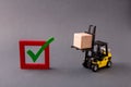 Photo of professional loader delivering bringing wooden cube supply sales import export checkbox yes answer goal