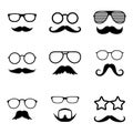 Photo props. Man faces with glasses and mustache. Gentleman. Detective. Vector Royalty Free Stock Photo