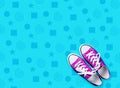 Photo of purple gumshoes on the wonderful blue background