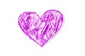 A photo of a purple heart drawn in pencil. Royalty Free Stock Photo