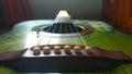 Old green acoustic guitar4