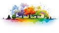 Photo rainbow after rain white background . Generate AI