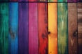 photo of Rainbow wooden planks background generative AI