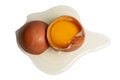 The Photo of a raw egg shell cracking revealing the egg white and raw yolk Royalty Free Stock Photo