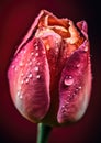 Red tulip with raindrops macro photo art Royalty Free Stock Photo