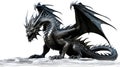 Photo realistic, beautiful majestic black dragon, opulent on white background