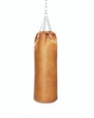 3D render of a single brown high quality leather punching boxing heavy bag for training. Royalty Free Stock Photo