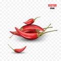 Photo Realistic 3d Vector Illustration of Hot Chili Peppers Isolated