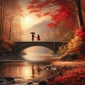 Autumn romance , AI generated Illustration