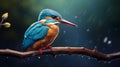 Photo Realistic Kingfisher Art: Vibrant Caricatures With Hyper-detail Royalty Free Stock Photo