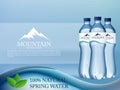 Photo Realistic Mineral water in plastic bottle advertising in editable vector format. 3d illustration Royalty Free Stock Photo
