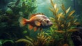Photo Realistic Snapper In Aquarium With Plants And Stones