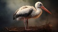 Photo Realistic Stork Art: A Beautiful Bluewhite Stork In Raphael Lacoste Style