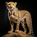 Photo-realistic Studio Portrait Of Cheetah On Dark Background Royalty Free Stock Photo