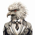 Stylized Eagle In Elegant Suit: Hyperrealistic Fashion Illustration