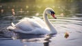 Photo Realistic Swan Portrait: Graceful Curves In Soft-focus Sunset