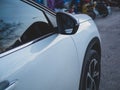 A photo of the rearview mirror of a Citroen C5 aircross SUV