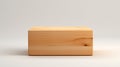 photo of Rectangular wooden box on white background generative AI Royalty Free Stock Photo