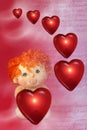 Photo of Red Floating Hearts and Little Cupid Doll with Green