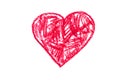 A photo of a red heart drawn in pencil. Royalty Free Stock Photo