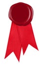 Photo of a red wax seal and ribbon. Royalty Free Stock Photo