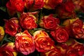 Photo of red yellow rose bouquet close-up Postcard Royalty Free Stock Photo