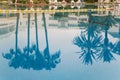 photo of the reflection of palm trees in the pool Royalty Free Stock Photo